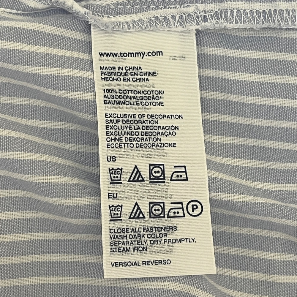 TOMMY HILFIGER Long Sleeve Blue White Stripe Classic Button Down Shirt Women XL - Picture 10 of 13